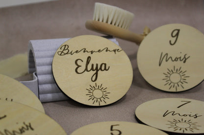 Cartes étapes rondes bébé soleil