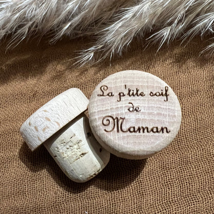 Bouchons en Bois et Liège Personnalisables pour Évènements - Cadeau Unique pour Mariages Anniversaires Baptêmes fête des pères parrain papi