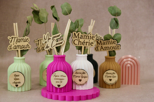 Diffuseur huile essentielle personnalisé – Cadeau maman mamie tata marraine – Fête des mères – Vase gravé – Idée cadeau femme