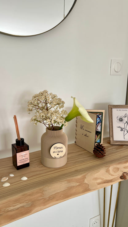 Vase personnalisé couleur et bois – cadeau pour elle