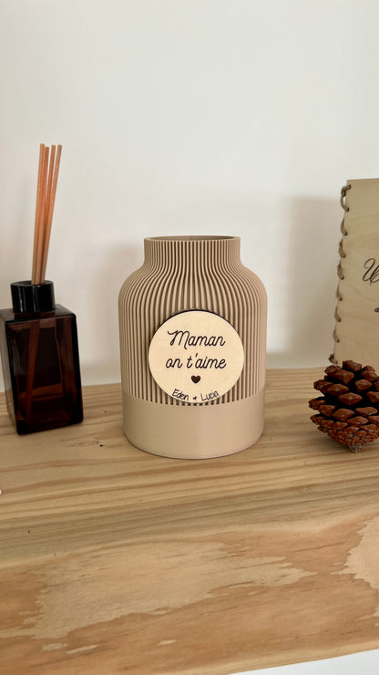 Vase personnalisé couleur et bois – cadeau pour elle