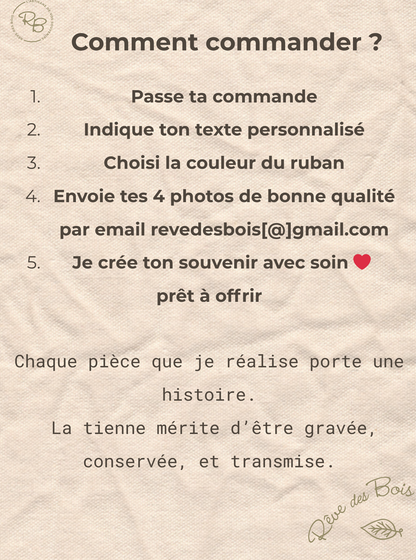 Cadre photo maman personnalisé en bois biscuit  – 4 photos incluses | Cadeau unique fête des mères