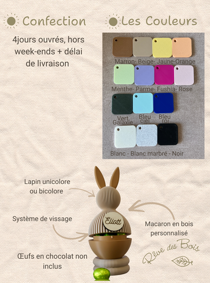 Lapin de Pâques personnalisé prénom– Boîte surprise réutilisable