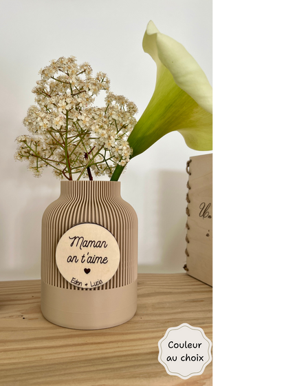 Vase personnalisé couleur et bois – cadeau pour elle
