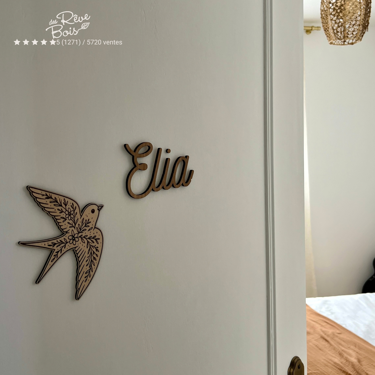 Prénom en bois personnalisé avec le prénom de l'enfant bébé idée cadeau  anniversaire naissance , décoration porte chambre avec lettres