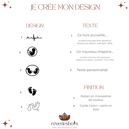 Marque-pages en bois personnalisé – Annonce grossesse originale , Cadeau futur papa, mamie, papi