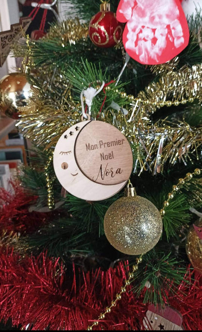 Boule de Noël en bois personnalisé - mon premier Noël