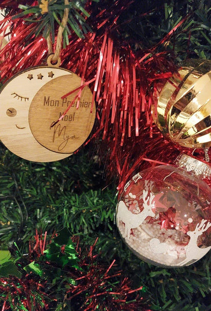 Boule de Noël en bois personnalisé - mon premier Noël