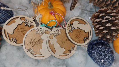 Boule de Noël en bois personnalisée animaux de compagnie , chien et chat