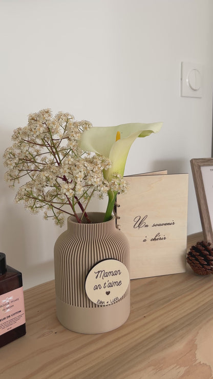 Vase personnalisé couleur et bois – cadeau pour elle