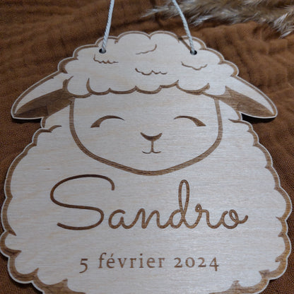 Affiche de naissance personnalisée "Mouton" - Affiche bébé souvenir - Initiale, prénom, poids, talle et heure