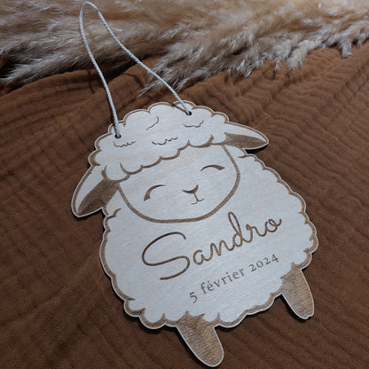 Affiche de naissance personnalisée "Mouton" - Affiche bébé souvenir - Initiale, prénom, poids, talle et heure
