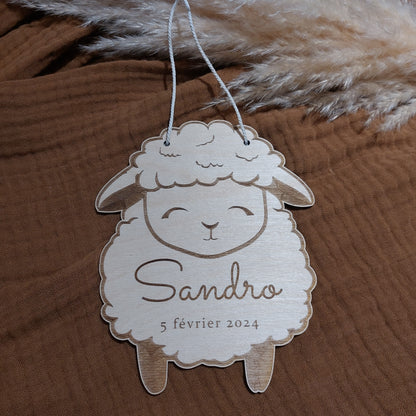 Affiche de naissance personnalisée "Mouton" - Affiche bébé souvenir - Initiale, prénom, poids, talle et heure