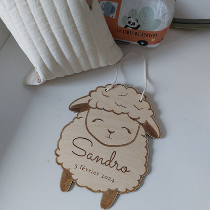 Affiche de naissance personnalisée "Mouton" - Affiche bébé souvenir - Initiale, prénom, poids, talle et heure