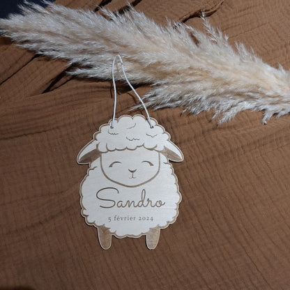 Affiche de naissance personnalisée "Mouton" - Affiche bébé souvenir - Initiale, prénom, poids, talle et heure