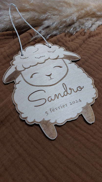 Affiche de naissance personnalisée "Mouton" - Affiche bébé souvenir - Initiale, prénom, poids, talle et heure