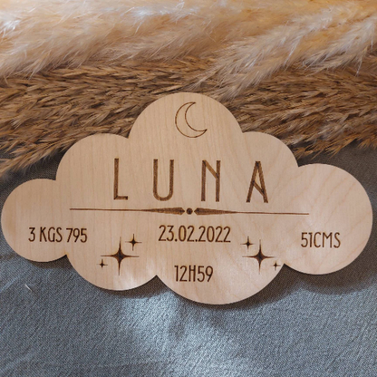 Cadre de Naissance personnalisé Nuage