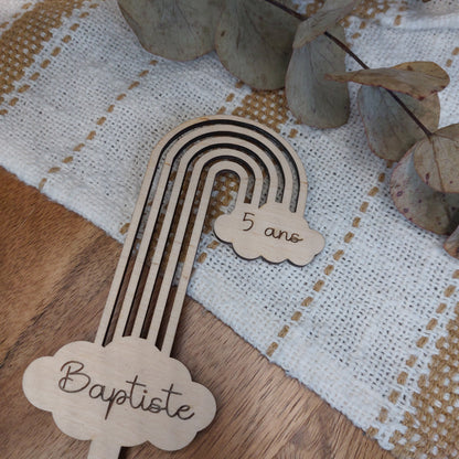 Décoration gâteau , cake topper Nuage arc en ciel personnalisable