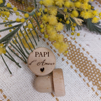Bouchon de vin bois personnalisé fête des pères mes mères
