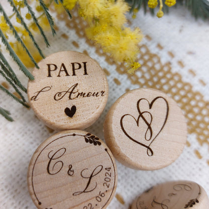 Bouchon de vin bois personnalisé fête des pères mes mères
