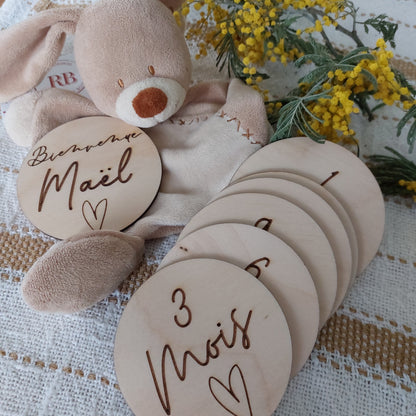 Cartes étapes rondes bébé coeur