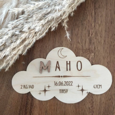 Cadre de Naissance personnalisé Nuage