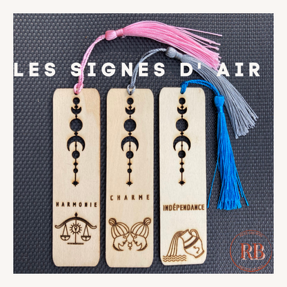 Marque page bois Signes astrologiques