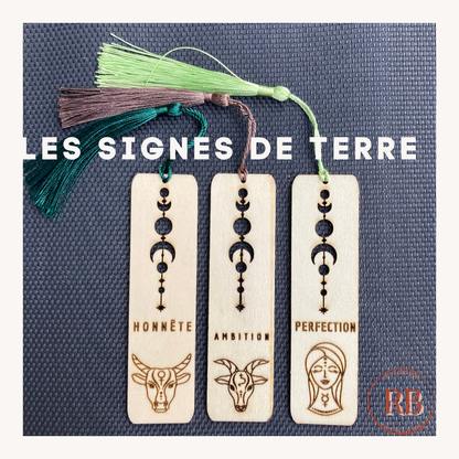 Marque page bois Signes astrologiques