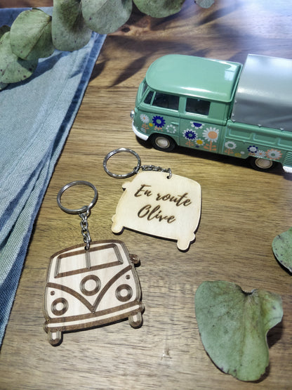 Porte clé Combi Van en bois