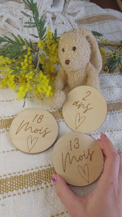 Cartes étapes rondes bébé coeur